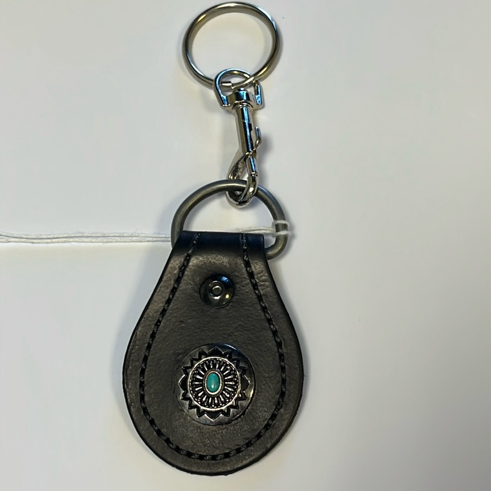 Leather Key fob with turquoise center